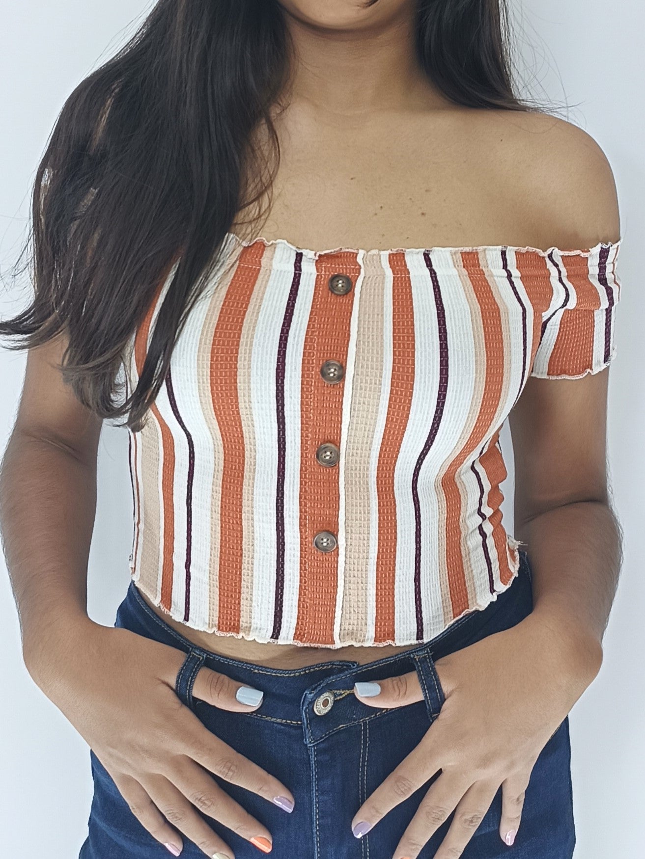 CAMISA CROP TOP RAYADA