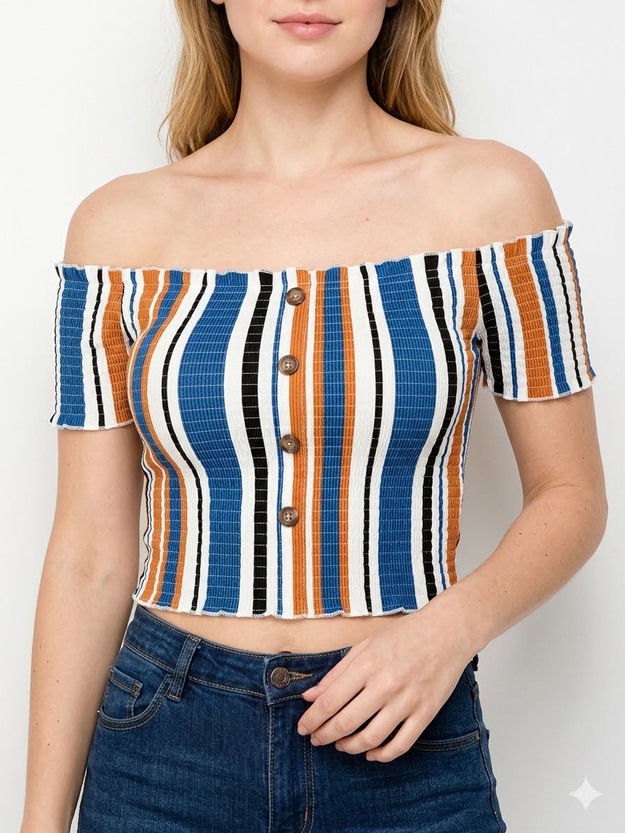 CAMISA CROP TOP RAYADA