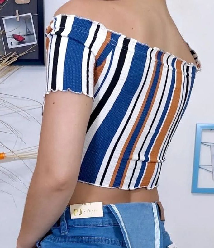 CAMISA CROP TOP RAYADA