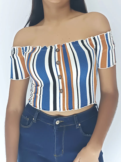 CAMISA CROP TOP RAYADA