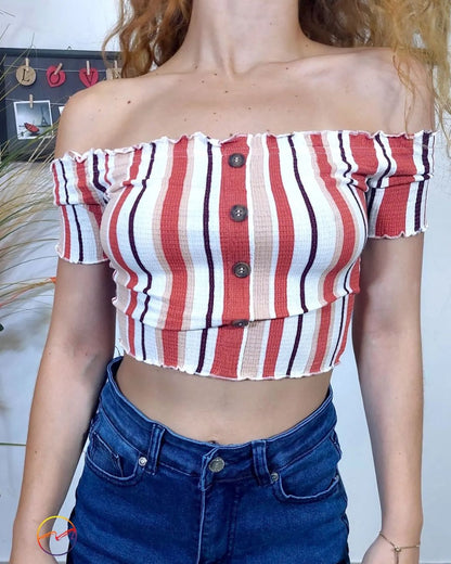 CAMISA CROP TOP RAYADA